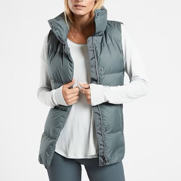 ATHLETA DOWNTOWN PUFFER VEST METROPOLIS GREY SMALL PETITE